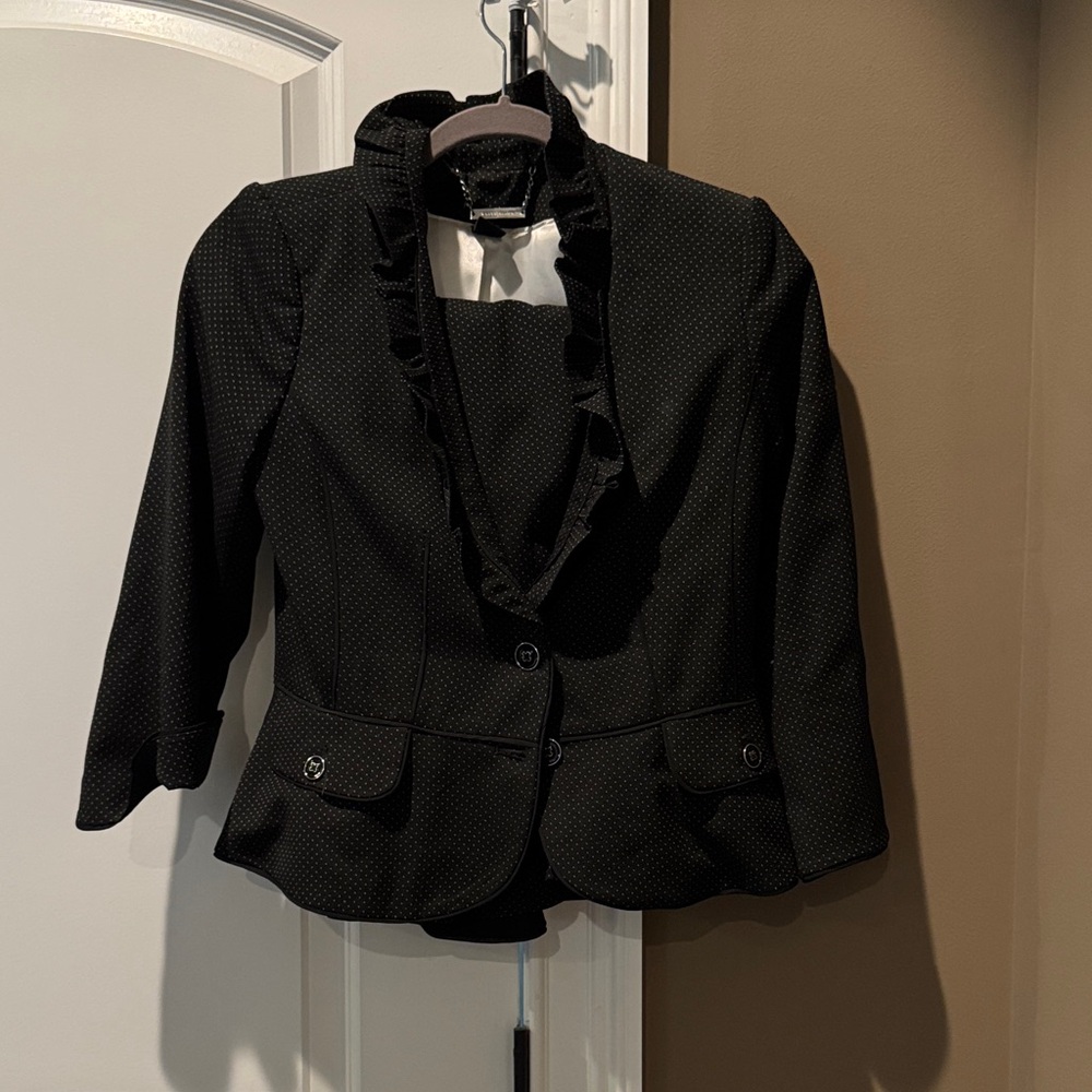 White House Black Market Black Ruffle Blazer
